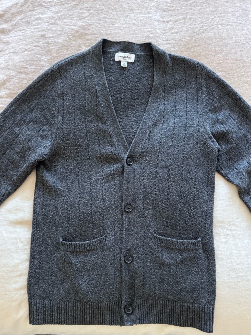 Goodfellow & Co Dark Charcoal Ribbed V-Neck Cardigan